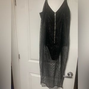 Short Sexy Sheer Black Sequin dress